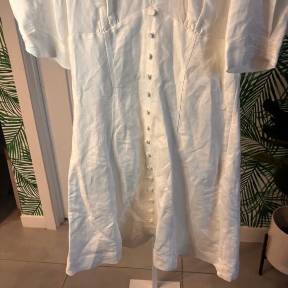 NEW Parker White Linen Puff Sleeve Mini Dress Size 4 - Picture 5 of 10